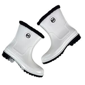 Michael Michael Kors Montaigne Rain Boot Womens 10 Optic White Black